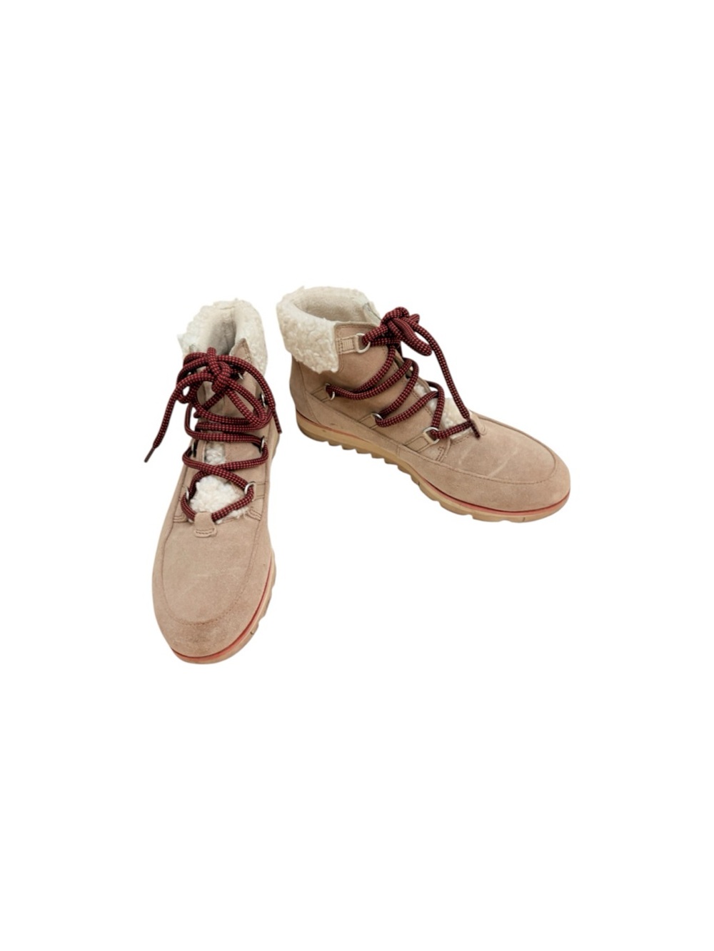 Sorel Women’s Beige Harlow Sherpa Trim Waterproof Suede Ankle Boot 8.5